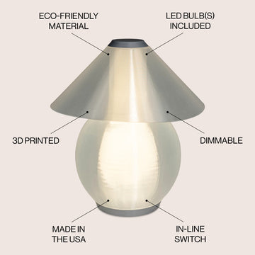 Opal 13" Modern Contemporary Plant-Based PLA 3D Printed Dimmable LED Table Lamp - JONATHAN Y